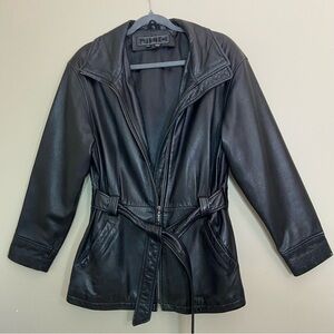 JLC Black Leather Jacket with Belt- woman’s M